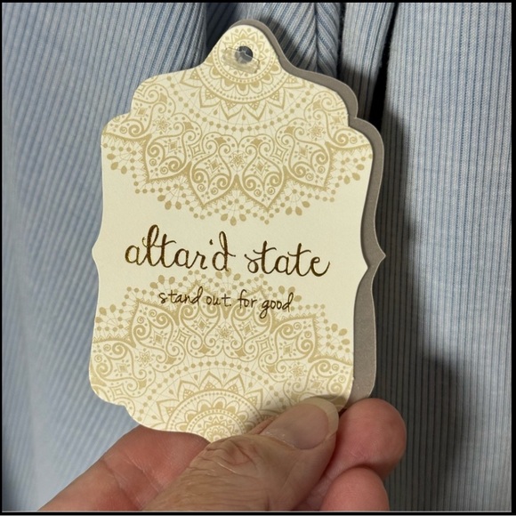 NWT Altar’d State Boho Top Women’s Large Crochet Neck Ribbed Long Sleeve - Picture 7 of 14